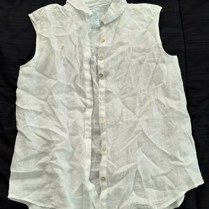 Cynthia Rowley White Sleeveless Button Down Shirt